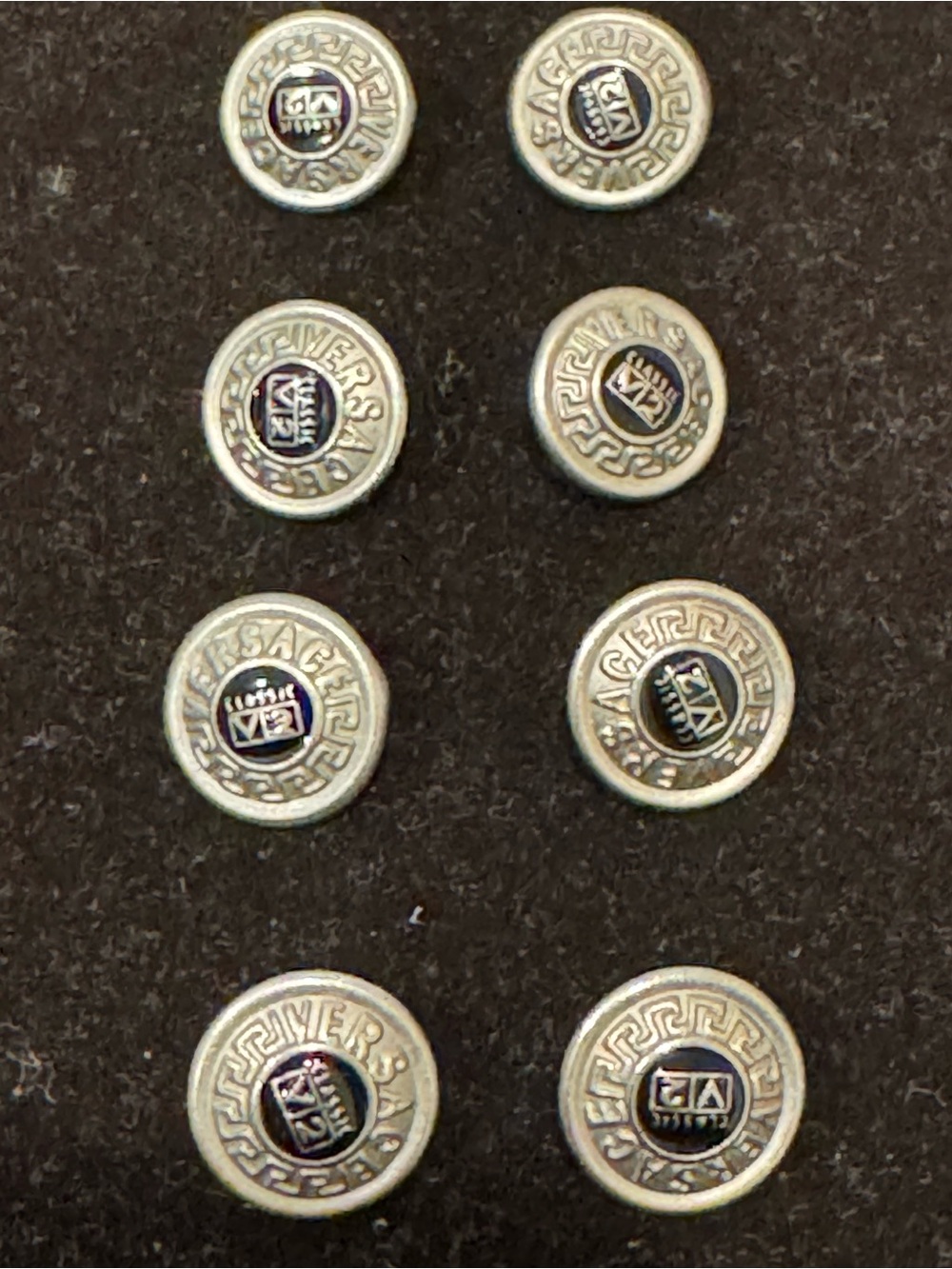 Versace Jeans Collection Silver Tone Button with Black Center, set of 8, 12.5mm